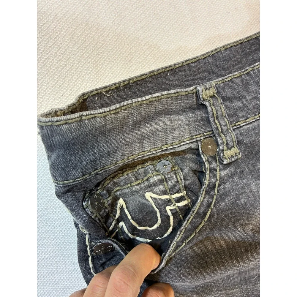 True Religion Ricky Relaxed Straight Jeans Men's‎ 38 Gray Big T Stitch Denim